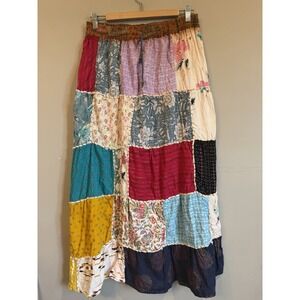 Ashley Taylor Patchwork Colorful Maxi Skirt One Size Hippie Boho